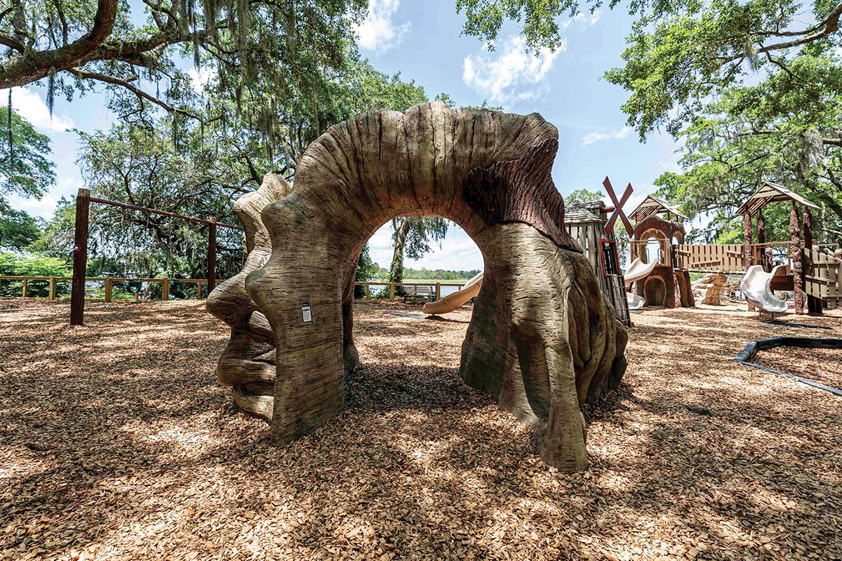 Other structures pay homage to the trees that are “the heart of the neighborhood,” says Friends of Plymouth Park’s Melissa Funk.