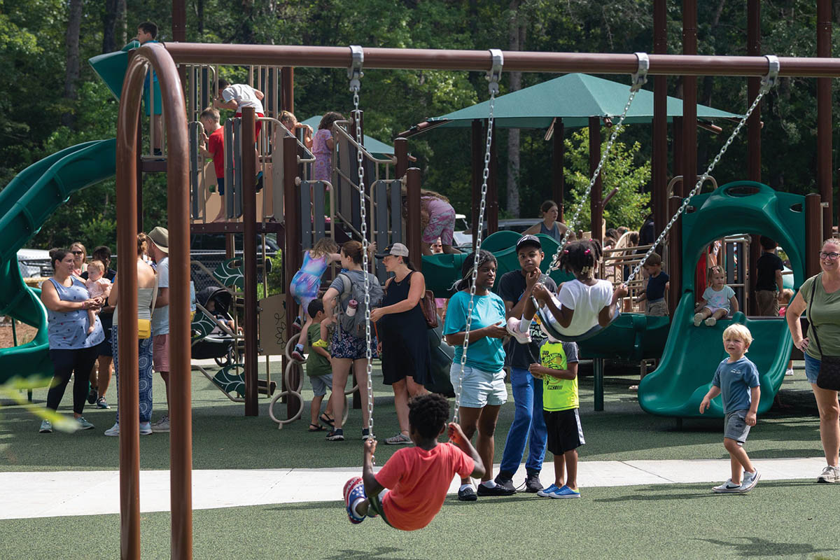 The August grand opening drew crowds to Pine Trace’s playground and other amenities.